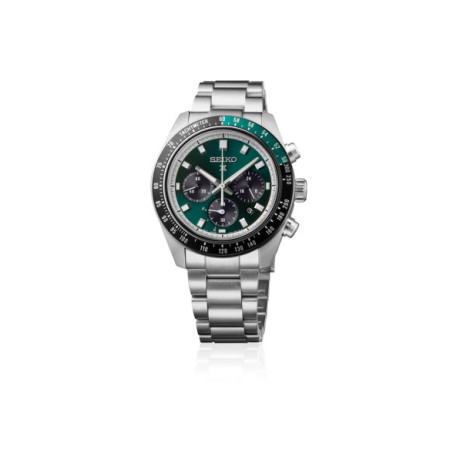 Reloj Seiko Prospex Speedtimer HBJ003P1. Género: Hombre. Material: Acero. Tamaño: De 39mm a 42mm. Correa: Acero. Color esfera: Verde. Estilo: Casual. Movimiento: Automático. Características técnicas: Calendario,Hora y segundero,Cronógrafo