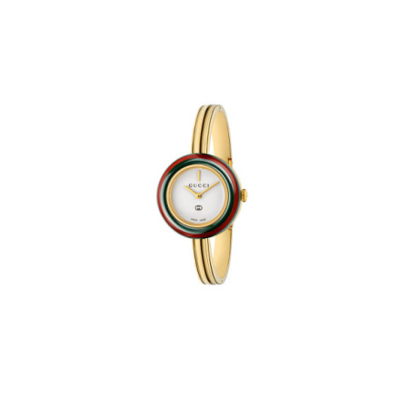 Reloj Gucci Play YA151542. Género: Mujer. Material: Acero. Tamaño: Menos de 32mm. Correa: Acero. Color esfera: Blanco. Estilo: Clásico. Movimiento: Cuarzo. Características técnicas: Solo hora