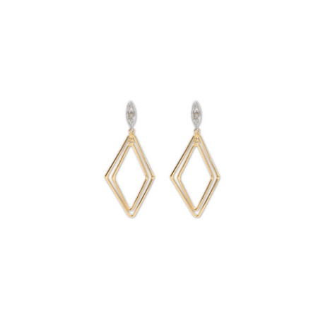 Pendientes Oro Amarillo-Blanco Y Diamantes. Género: Mujer. Material: Oro amarillo. Piedras: Diamantes