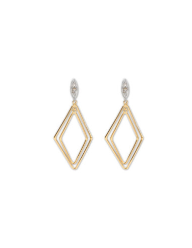 Pendientes Oro Amarillo-Blanco Y Diamantes
