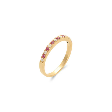 Anillo Oro Amarillo, Rubíes Y Diamantes. Género: Mujer. Material: Oro amarillo. Piedras: Rubies,Diamantes