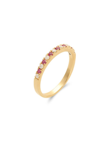 Anillo Oro Amarillo, Rubíes Y Diamantes