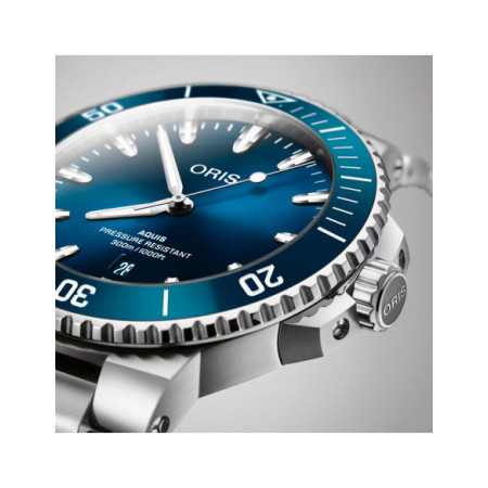 Reloj Oris Aquis Date 01 733 7789 4135-07 8 23 04PEB. Género: Hombre,Mujer. Material: Acero,Cerámica. Tamaño: De 43mm a 46mm. Correa: Acero. Color esfera: Azul. Estilo: Deportivo. Movimiento: Automático. Características técnicas: Hora y segundero,Calendario,Reserva de marcha