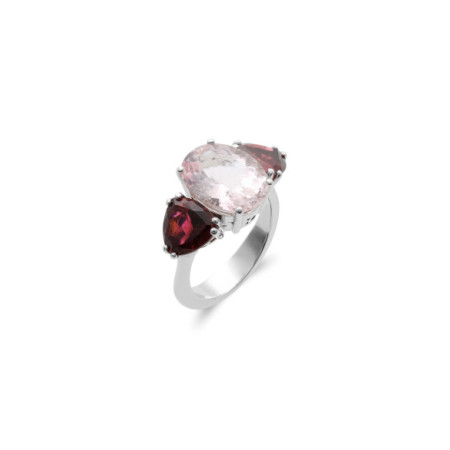 Anillo Oro Blanco, Morganita Y Turmalinas. Género: Mujer. Material: Oro blanco. Piedras: Turmalinas,Morganitas