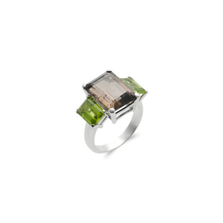 Anillo Oro Blanco, Turmalina Y Peridotos. Género: Mujer. Material: Oro blanco. Piedras: Turmalinas,Peridoto