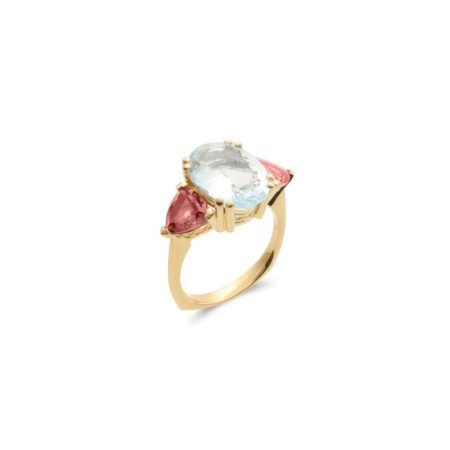 Anillo Oro Amarillo, Aguamarina Y Turmalinas. Género: Mujer. Material: Oro amarillo. Piedras: Aguamarinas,Turmalinas