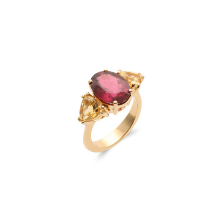 Anillo Oro Amarillo, Turmalina Y Citrinos. Género: Mujer. Material: Oro amarillo. Piedras: Turmalinas,Citrino