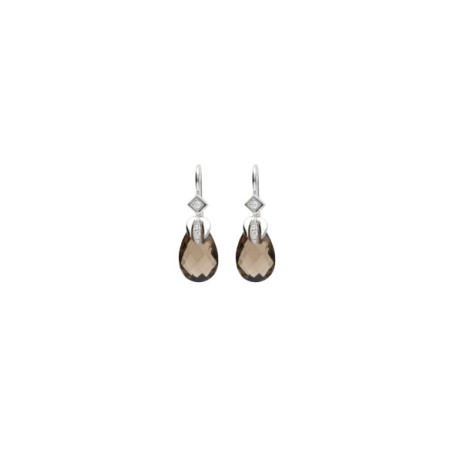 Pendientes Oro Blanco, Diamantes Y Cuarzo. Género: Mujer. Material: Oro blanco. Piedras: Diamantes,Otras gemas