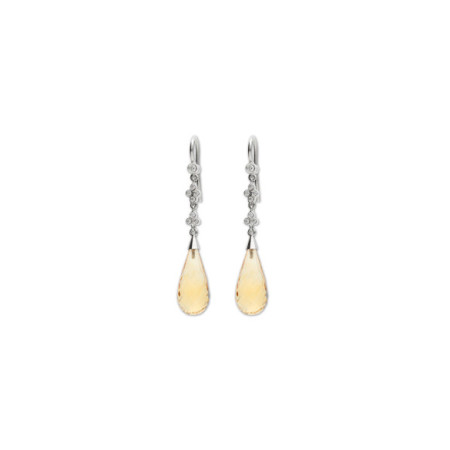 Pendientes Oro Blanco, Diamantes Y Citrino. Género: Mujer. Material: Oro blanco. Piedras: Diamantes,Citrino