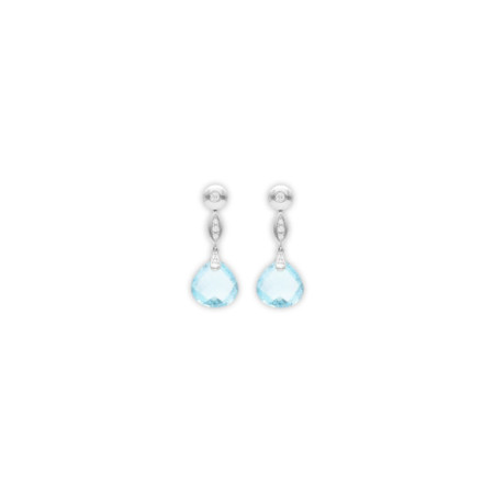 Pendientes Oro Blanco, Diamantes Y Topacio. Género: Mujer. Material: Oro blanco. Piedras: Diamantes,Topacio azul