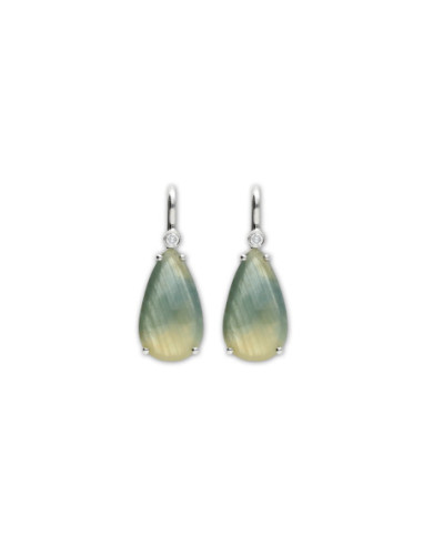 Pendientes Oro Blanco, Diamante Y Zafiro