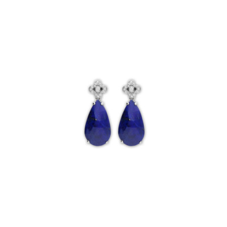 Pendientes Oro Blanco, Diamantes Y Lapislázuli. Género: Mujer. Material: Oro blanco. Piedras: Diamantes,Laspislazuli