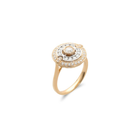Anillo Oro Amarillo-Blanco Y Diamantes. Género: Mujer. Material: Oro amarillo. Piedras: Diamantes