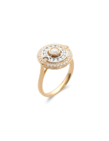 Anillo Oro Amarillo-Blanco Y Diamantes