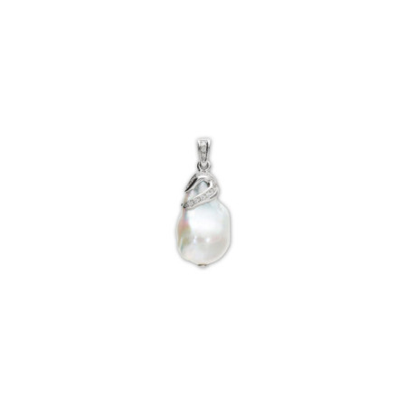 Colgante Oro Blanco, Diamantes Y Perla Australiana. Género: Mujer. Material: Oro blanco. Piedras: Diamantes,Perlas