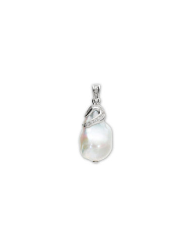 Colgante Oro Blanco, Diamantes Y Perla Australiana