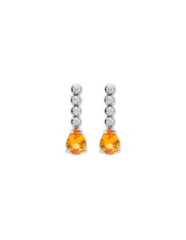 Pendientes Oro Blanco, Zafiro Y Diamantes