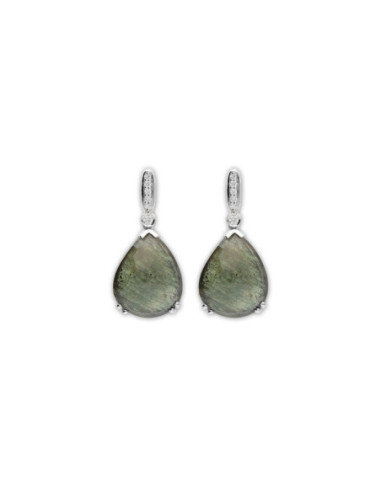 Pendientes Oro Blanco, Zafiro Y Diamantes