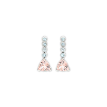 Pendientes Oro Blanco, Aguamarinas Y Morganita. Género: Mujer. Material: Oro blanco. Piedras: Aguamarinas,Morganitas