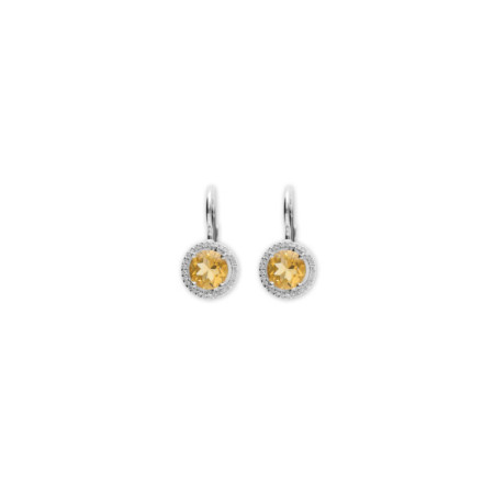 Pendientes Oro Blanco, Citrino Y Diamantes. Género: Mujer. Material: Oro blanco. Piedras: Diamantes,Citrino