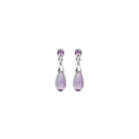 Pendientes Oro Blanco, Diamante Y Amatistas. Género: Mujer. Material: Oro blanco. Piedras: Diamantes,Amatistas