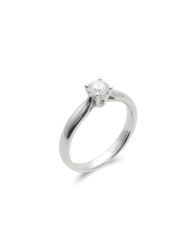 Anillo-Solitario Oro Blanco Y Diamante