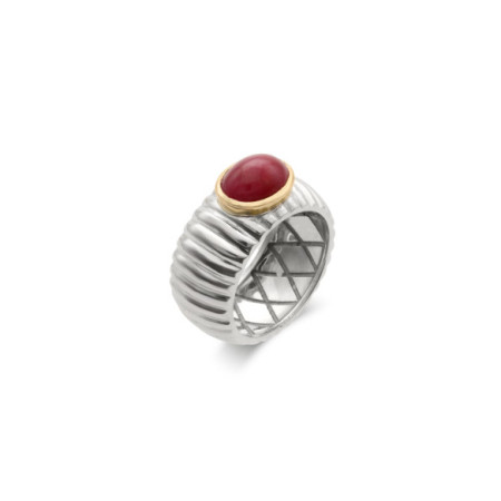 Anillo Plata-Oro Amarillo Y Rubí. Género: Mujer. Material: Oro amarillo,Plata. Piedras: Rubies