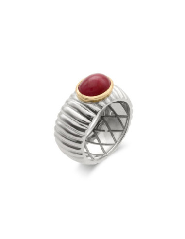 Anillo Plata-Oro Amarillo Y Rubí