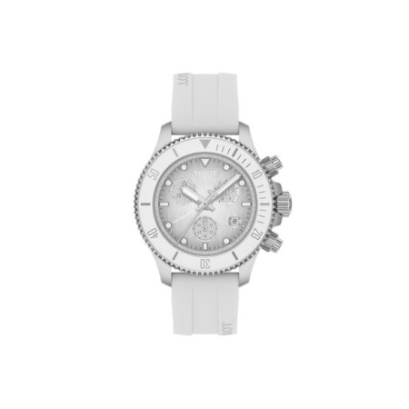 Reloj Tissot Seastar 1000 Quartz Chronograph 38mm T120.217.17.011.00. Género: Mujer. Material: Acero. Tamaño: De 32mm a 38mm. Correa: Caucho. Color esfera: Gris. Estilo: Deportivo. Movimiento: Cuarzo. Características técnicas: Calendario,Cronógrafo,Hora y segundero