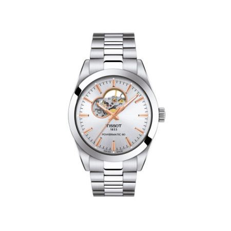 Reloj Tissot Gentleman Open Heart 40MM T127.407.11.031.01. Género: Hombre. Material: Acero. Tamaño: De 39mm a 42mm. Correa: Acero. Color esfera: Plata. Estilo: Casual. Movimiento: Automático. Características técnicas: Hora y segundero,Reserva de marcha