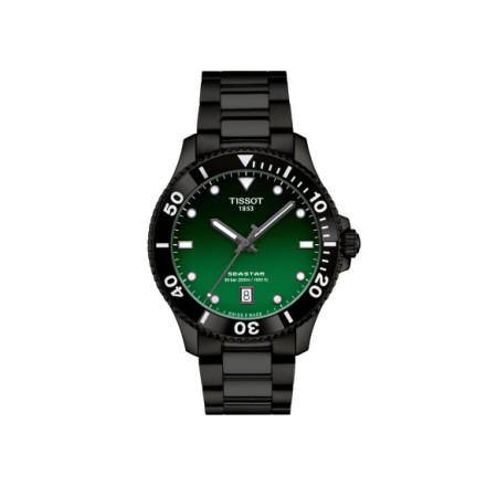 Reloj Tissot Seastar 1000 40MM T120.410.33.091.00. Género: Hombre. Material: Acero. Tamaño: De 39mm a 42mm. Correa: Acero. Color esfera: Verde. Estilo: Casual,Deportivo. Movimiento: Cuarzo. Características técnicas: Calendario,Hora y segundero