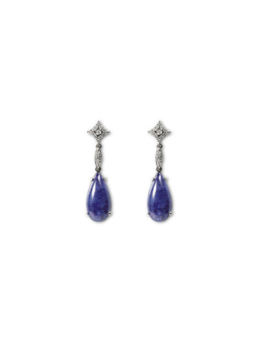 Pendientes Oro Blanco, Diamantes Y Tanzanita