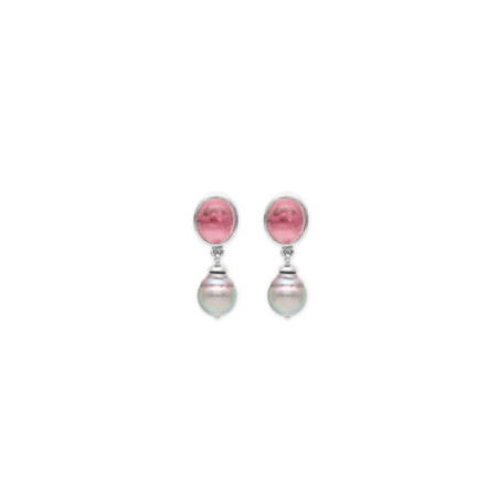 Pendientes Oro Blanco, Turmalina Y Perla. Género: Mujer. Material: Oro blanco. Piedras: Turmalinas,Perlas