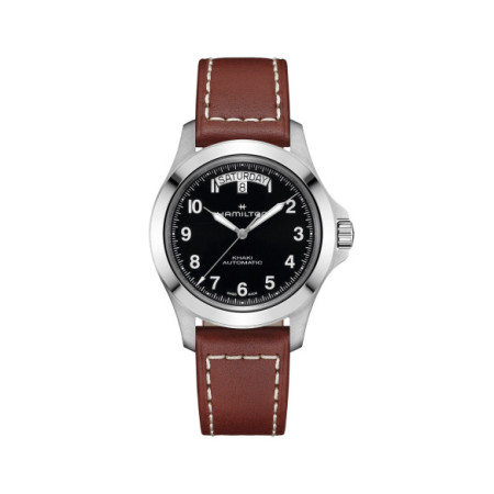 Reloj Hamilton Khaki Field King Day-Date 40MM H64475531. Género: Hombre. Material: Acero. Tamaño: De 39mm a 42mm. Correa: Piel. Color esfera: Negro. Estilo: Deportivo. Movimiento: Automático. Características técnicas: Calendario,Reserva de marcha,Hora y segundero