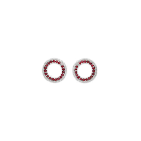 Pendientes Oro Blanco, Rubíes Y Diamantes. Género: Mujer. Material: Oro blanco. Piedras: Diamantes,Rubies