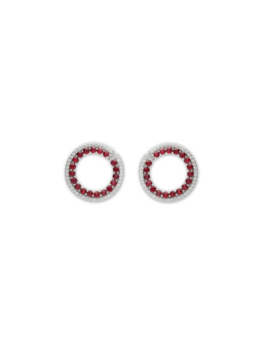 Pendientes Oro Blanco, Rubíes Y Diamantes
