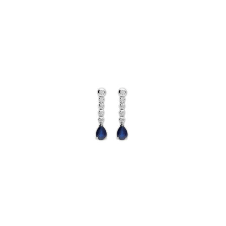 Pendientes Oro Blanco, Zafiro Y Diamantes. Género: Mujer. Material: Oro blanco. Piedras: Zafiros,Diamantes