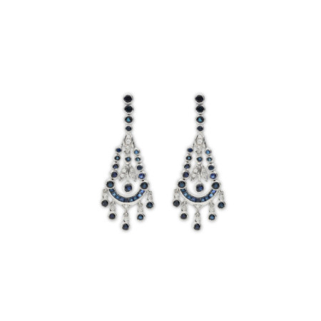 Pendientes Oro Blanco, Zafiros Y Diamantes. Género: Mujer. Material: Oro blanco. Piedras: Diamantes,Zafiros