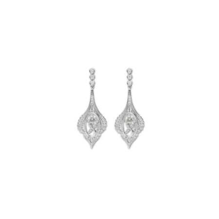 Pendientes Oro Blanco Y Diamantes. Género: Mujer. Material: Oro blanco. Piedras: Diamantes