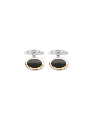 Gemelos Plata-Oro Y Esmalte Negro