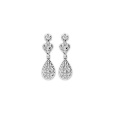 Pendientes Oro Blanco Y Diamantes. Género: Mujer. Material: Oro blanco. Piedras: Diamantes