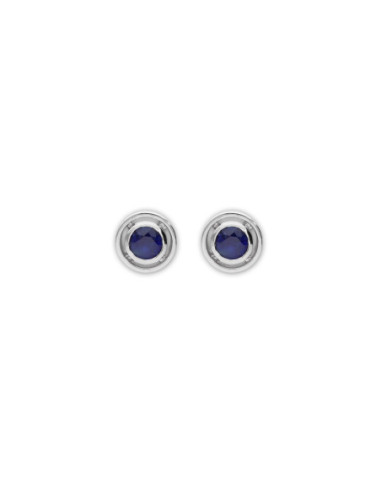 Pendientes Oro Blanco Y Zafiro