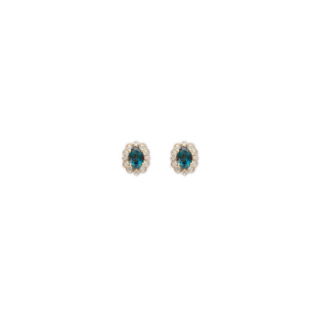 Pendientes Oro Amarillo, Topacio Y Diamantes. Género: Mujer. Material: Oro amarillo. Piedras: Diamantes,Topacio azul
