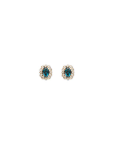 Pendientes Oro Amarillo, Topacio Y Diamantes