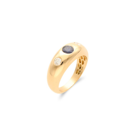 Anillo Oro Amarillo, Zafiro Y Diamantes. Género: Mujer. Material: Oro amarillo. Piedras: Diamantes,Zafiros
