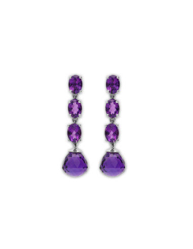 Pendientes Oro Blanco Y Amatistas