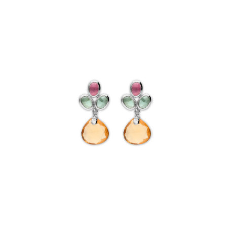 Pendientes Oro Blanco, Turmalinas, Diamante Y Citrino. Género: Mujer. Material: Oro blanco. Piedras: Diamantes,Turmalinas,Citrino
