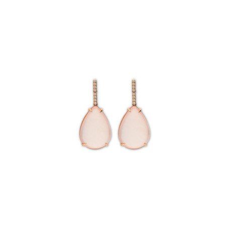 Pendientes Oro Rosa, Diamantes Y Cuarzo Rosa. Género: Mujer. Material: Oro rosa. Piedras: Diamantes,Otras gemas