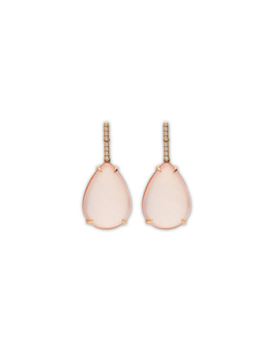 Pendientes Oro Rosa, Diamantes Y Cuarzo Rosa