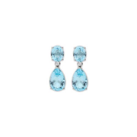 Pendientes Oro Blanco, Diamante Y Topacios. Género: Mujer. Material: Oro blanco. Piedras: Diamantes,Topacio azul